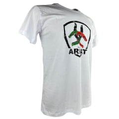 Camiseta Masculina Ariat Manga Curta Branco Com Logo Ferradura Colorida