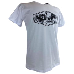 Camiseta Masculina Ariat Manga Curta Branco Com Logo Preto
