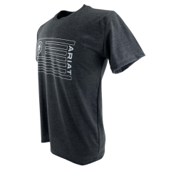Camiseta Masculina Ariat Manga Curta Cinza Chumbo Com Logo Branco