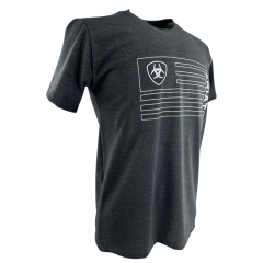 Camiseta Masculina Ariat Manga Curta Cinza Chumbo Com Logo Branco