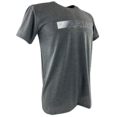 Camiseta Masculina Ariat Manga Curta Cinza Chumbo Com Logo Branco E Bege