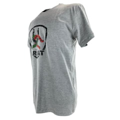 Camiseta Masculina Ariat Manga Curta Cinza Mescla Com Logo Ferradura Colorida