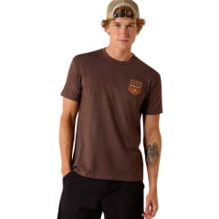Camiseta Masculina Ariat Manga Curta Marrom Mescla Estampa Logo Laranja Frente E Costas REF:10073963 Camiseta Masculina Ariat Manga Curta Marrom Mescla Estampa Logo Laranja Frente E Costas REF:10073963