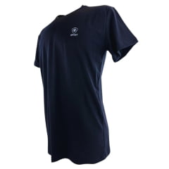 Camiseta Masculina Ariat Manga Curta Preto Básico Com Logo Branco