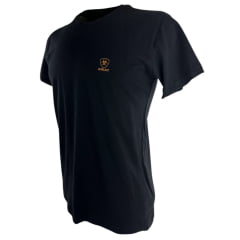 Camiseta Masculina Ariat Manga Curta Preto Básico Com Logo Laranja
