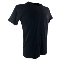 Camiseta Masculina Ariat Manga Curta Preto Básico Com Logo Laranja