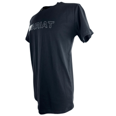 Camiseta Masculina Ariat Manga Curta Preto Com Logo Branco E Verde Limão