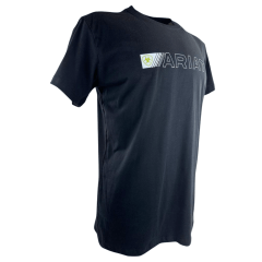 Camiseta Masculina Ariat Manga Curta Preto Com Logo Branco E Verde Limão