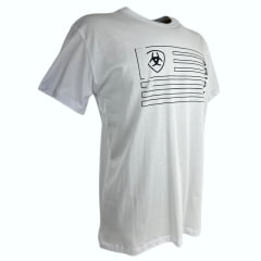 Camiseta Masculina Ariat Manga Curta Preto Com Logo Estampado Amarelo