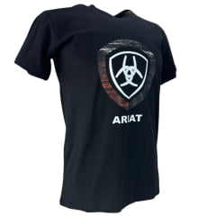 Camiseta Masculina Ariat Manga Curta Preto Com Logo Ferradura Branco