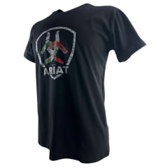 Camiseta Masculina Ariat Manga Curta Preto Com Logo Ferradura Colorida