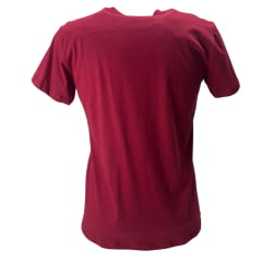 Camiseta  Masculina Ariat Manga Curta Vermelho Bordô Com Logo Estampado Creme e Usa Preto