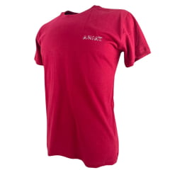 Camiseta Masculina Ariat Manga Curta Vermelho Bordô Com Logo Estampado Frente E Costas Branco Marrom