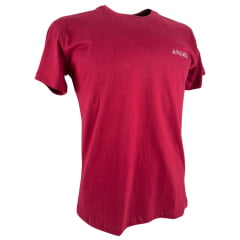 Camiseta Masculina Ariat Manga Curta Vermelho Bordô Com Logo Estampado Frente E Costas Branco Marrom