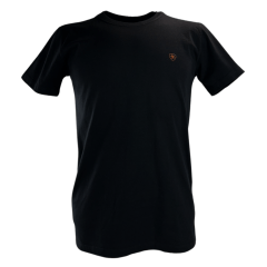 Camiseta Masculina Ariat Preta Manga Curta Com Logo Pequeno Em Laranja