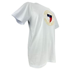 Camiseta Masculina Austin Western Manga Curta Branca C/ Estampa Bordada Texas Bandeira Ref: 01225