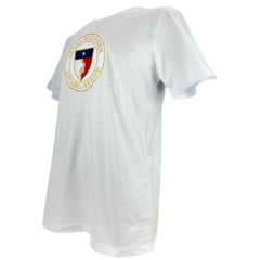 Camiseta Masculina Austin Western Manga Curta Branca C/ Estampa Bordada Texas Bandeira Ref: 01225