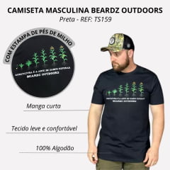 Camiseta Masculina Beardz Outdoors Manga Curta Preto Com Estampa Pés De Milho - Agricultura REF: TS159