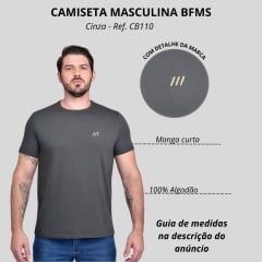 Camiseta Masculina BF///MS Manga Curta Básica Origem BF Cinza Escuro Ref:CB110