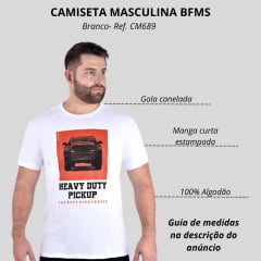 Camiseta Masculina BF///MS Manga Curta Heave Duty Branca Com Estampa Pickup Ref:CM689