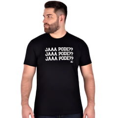 Camiseta Masculina BF///MS Manga Curta Já Pode Preto Estampado Em Branco Ref:CM696