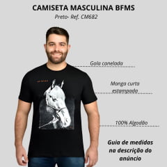 Camiseta Masculina BF///MS Manga Curta Portrait Horse Preta Com Estampa De Cavalo Ref:CM682