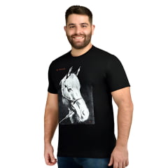 Camiseta Masculina BF///MS Manga Curta Portrait Horse Preta Com Estampa De Cavalo Ref:CM682