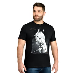 Camiseta Masculina BF///MS Manga Curta Portrait Horse Preta Com Estampa De Cavalo Ref:CM682