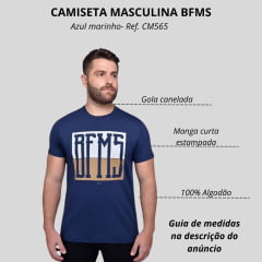 Camiseta Masculina BF///MS Manga Curta Source Azul Marinho Estampada BFMS Ref:CM565