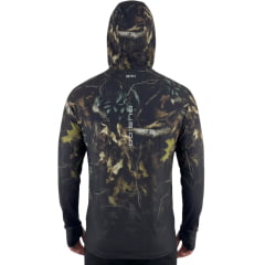Camiseta Masculina BRK Fusion Hunter Verde Capuz E Proteção UV50+ Manga Longa Gola Alta REF:FUSION58
