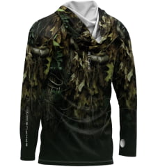Camiseta Masculina BRK Fusion Hunter Verde Capuz E Proteção UV50+ Manga Longa Gola Alta REF:FUSION58
