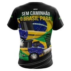 Camiseta Masculina BRK Manga Curta Sem Caminhão O Brasil Para UV50+ Preta Ref: Casual 369