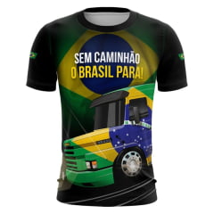 Camiseta Masculina BRK Manga Curta Sem Caminhão O Brasil Para UV50+ Preta Ref: Casual 369