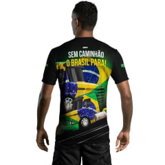 Camiseta Masculina BRK Manga Curta Sem Caminhão O Brasil Para UV50+ Preta Ref: Casual 369