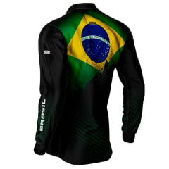 Camiseta Masculina BRK Para Pesca Proteção UV 50+ Bandeira do Brasil - Ref. C0492