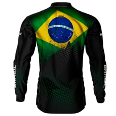 Camiseta Masculina BRK Para Pesca Proteção UV 50+ Bandeira do Brasil - Ref. C0492