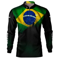 Camiseta Masculina BRK Para Pesca Proteção UV 50+ Bandeira do Brasil - Ref. C0492