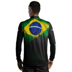 Camiseta Masculina BRK Para Pesca Proteção UV 50+ Bandeira do Brasil - Ref. C0492
