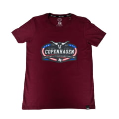 Camiseta Masculina Copenhagen Bordô Manga Curta Logo Grande Branca R: 8666