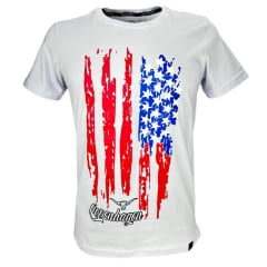 Camiseta Masculina Copenhagen Branca Manga Curta Desenho Vermelho R: 8666
