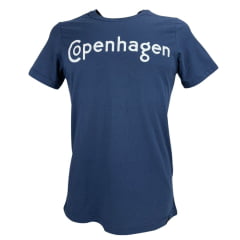 Camiseta Masculina Copenhagen Manga Curta Azul Marinho Estampado Branco Ref:0865