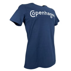 Camiseta Masculina Copenhagen Manga Curta Azul Marinho Estampado Branco Ref:0865