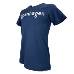 Camiseta Masculina Copenhagen Manga Curta Azul Marinho Estampado Branco Ref:0865