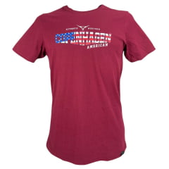 Camiseta Masculina Copenhagen Manga Curta Bordô Estampado Logo American Ref:0865