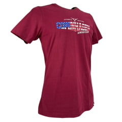 Camiseta Masculina Copenhagen Manga Curta Bordô Estampado Logo American Ref:0865