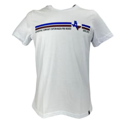 Camiseta Masculina Copenhagen Manga Curta Branco Estampado Em Azul/Marrom E Preto Ref:0865