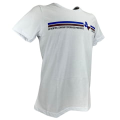 Camiseta Masculina Copenhagen Manga Curta Branco Estampado Em Azul/Marrom E Preto Ref:0865