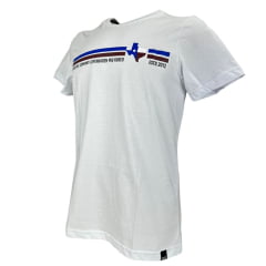 Camiseta Masculina Copenhagen Manga Curta Branco Estampado Em Azul/Marrom E Preto Ref:0865