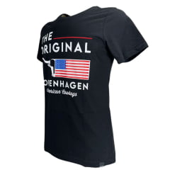 Camiseta Masculina Copenhagen Manga Curta Preto Estampada Logo Branco E Bandeira USA Ref:0865