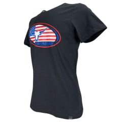 Camiseta Masculina Copenhagen Manga Curta Preto Estampado Em AzuL/ Vermelho E Branco Ref:0865